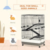 PawHut 45"H 4-Level Small Animal Cage Rabbit Hutch with Universal Lockable Wheels, Slide-out Tray for Bunny, Chinchillas, Ferret, Black