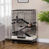 PawHut 45"H 4-Level Small Animal Cage Rabbit Hutch with Universal Lockable Wheels, Slide-out Tray for Bunny, Chinchillas, Ferret, Black