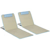 Outsunny Set of 2 Beach Lounge Chair Sun Lounger, Folding Ground Beach Mat w/ Adjustable Back, Steel Frame, Head Pillow and Carry Bag for Backyard Lakeside, Beige