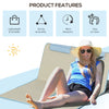 Outsunny Set of 2 Beach Lounge Chair Sun Lounger, Folding Ground Beach Mat w/ Adjustable Back, Steel Frame, Head Pillow and Carry Bag for Backyard Lakeside, Beige