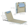 Outsunny Set of 2 Beach Lounge Chair Sun Lounger, Folding Ground Beach Mat w/ Adjustable Back, Steel Frame, Head Pillow and Carry Bag for Backyard Lakeside, Beige
