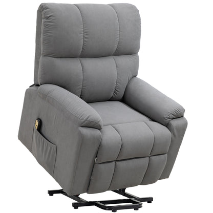 HOMCOM Power Lift Recliner Chair, Fabric Upholstered Electric Recliner Chair for Seniors with Side Pockets, Remote Control, Quick Assembly, Grey