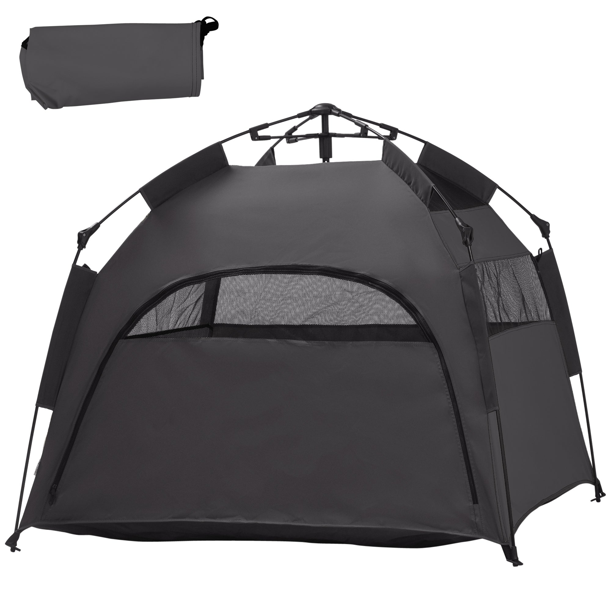 PawHut Foldable Dog Tent, Portable Pet Cat Tent with Water-Resistant Oxford Cloth, Carry Bag, Pet Playpen Exercise Tent for Extra Large Dog, Cat, Indoor Outdoor Use, Charcoal Grey