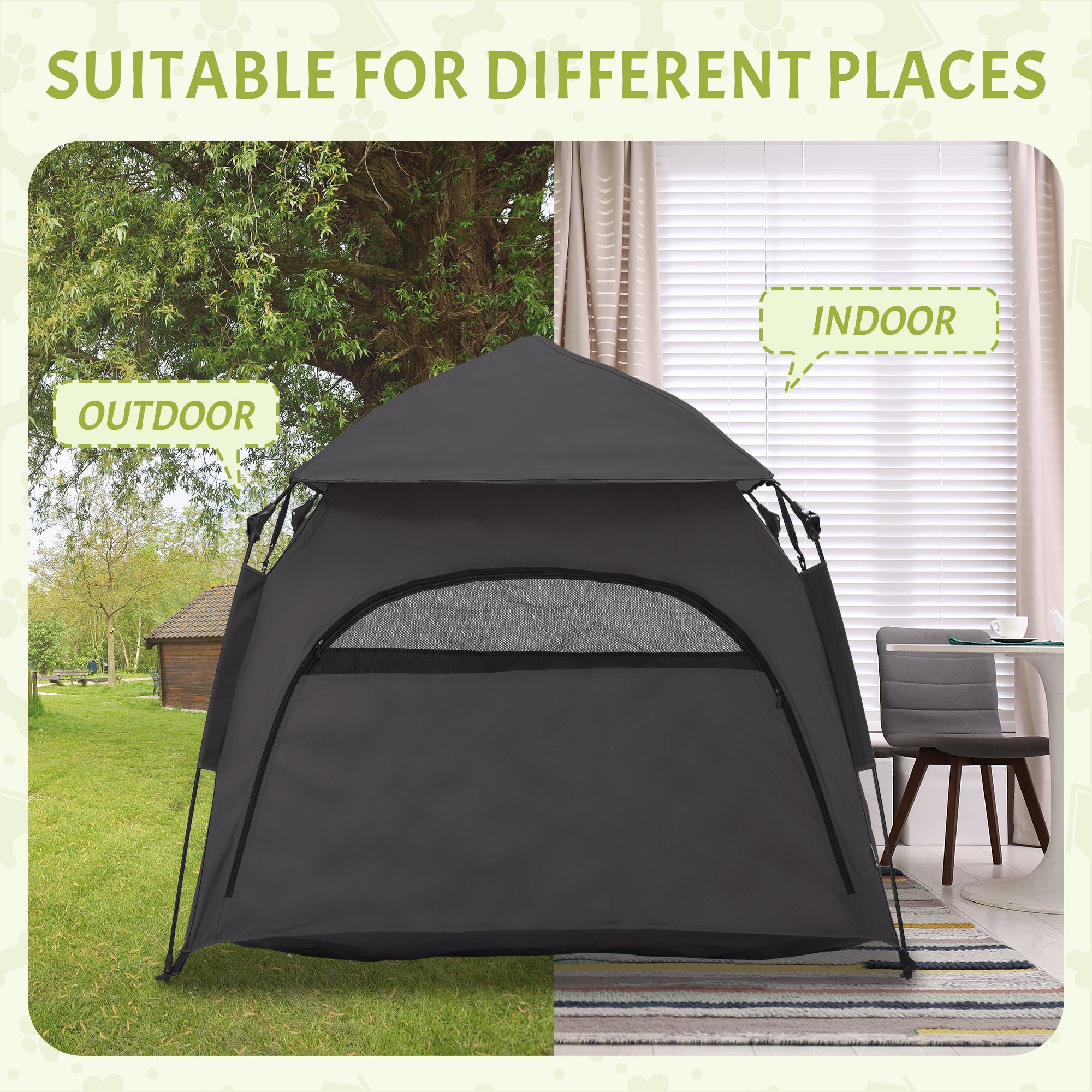 PawHut Pop Up Dog Tent for Large, Extra Large Dogs, Portable Pet Playpen Tent for Beach, Backyard, Home, Grey