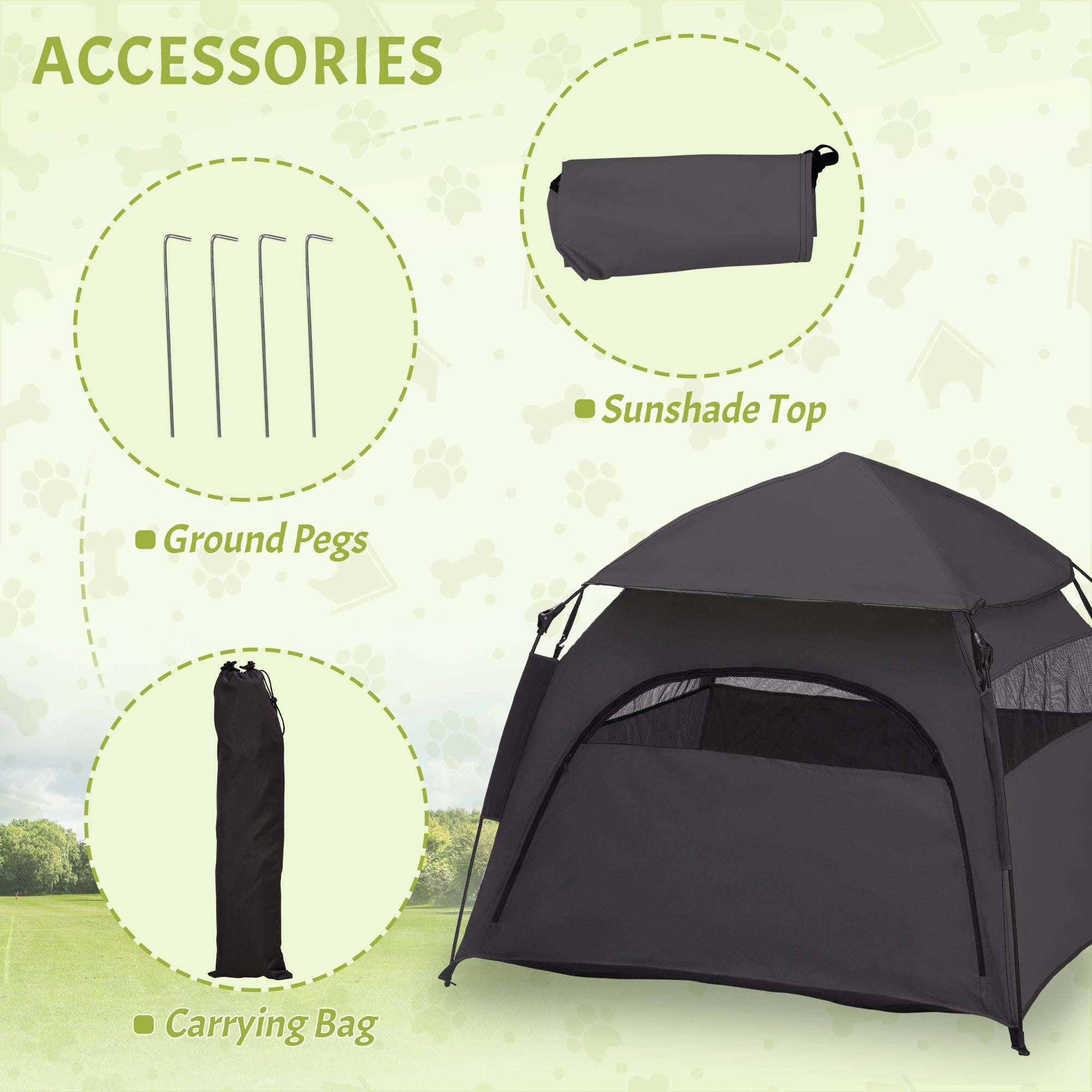 PawHut Foldable Dog Tent, Portable Pet Cat Tent with Water-Resistant Oxford Cloth, Carry Bag, Pet Playpen Exercise Tent for Extra Large Dog, Cat, Indoor Outdoor Use, Charcoal Grey