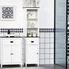 kleankin Tall Bathroom Storage Cabinet, Floor Standing Linen Cabinet with Drawer and Adjustable Shelf for Living Room, White