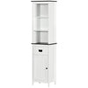 kleankin Tall Bathroom Storage Cabinet, Floor Standing Linen Cabinet with Drawer and Adjustable Shelf for Living Room, White