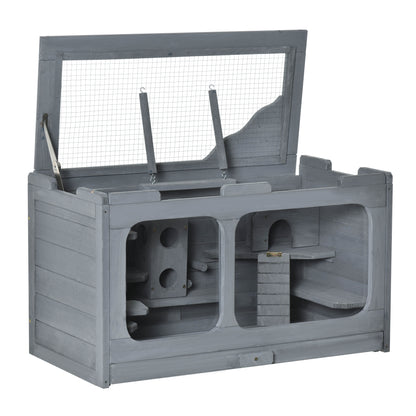 PawHut Wooden Extra Large Hamster Cage with Swings, Small Animal Cage and Habitat with Jumping Platforms, Hamster Habitat, Rats, Mice, Pull-Out Tray