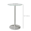 HOMCOM Round Bar Table, High Top Kitchen Table with Tempered Glass Top and Steel Frame, Modern Pub Table for 2, Easy Assembly for Home Bar, Clear