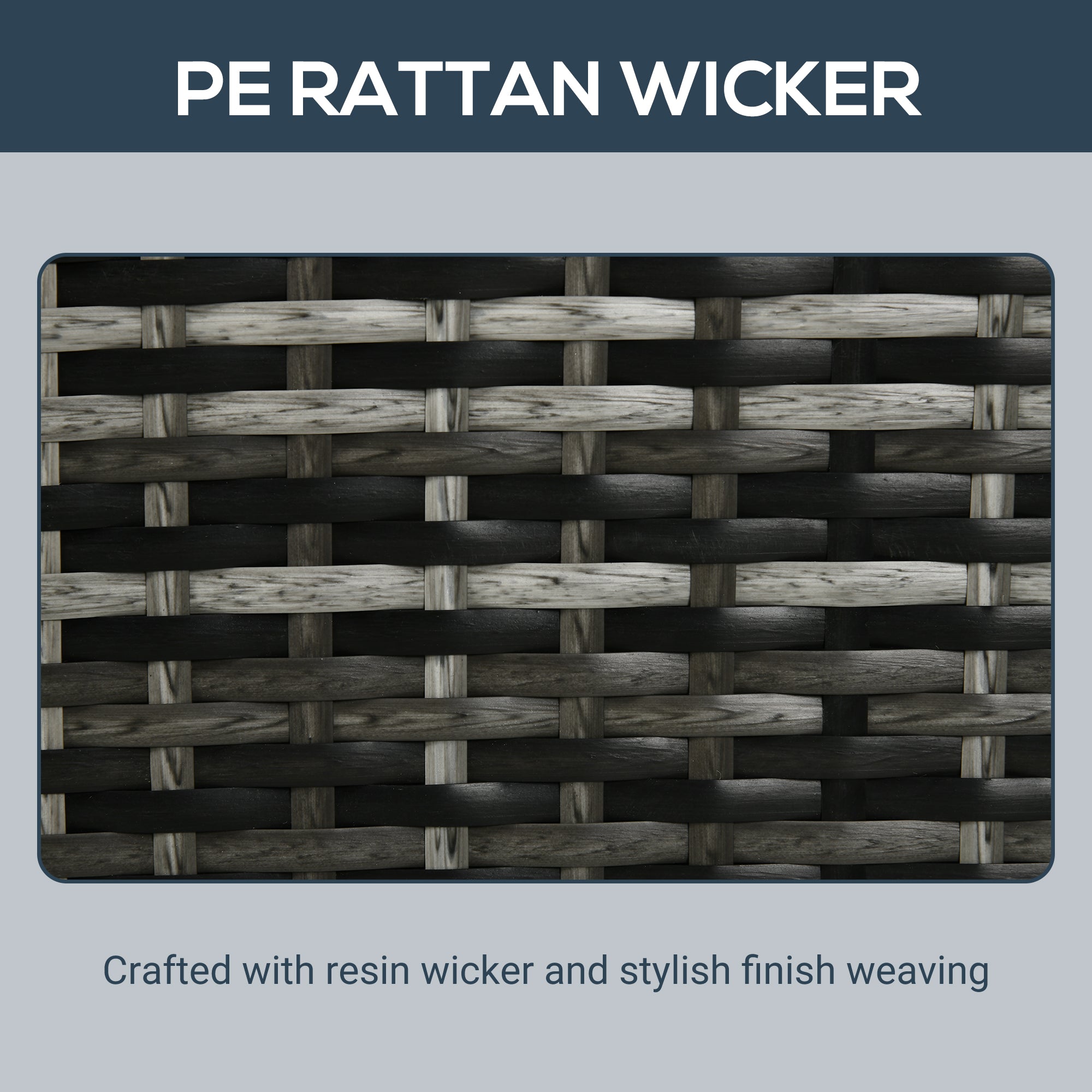 Outsunny 5 Pieces Wicker Patio Dining Set Outdoor Furniture Set with Removable Cushions, Glass Top Dining Table, PE Rattan Conversation Set for Garden Poolside Backyard, Grey