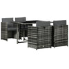 Outsunny 5 Pieces Wicker Patio Dining Set Outdoor Furniture Set with Removable Cushions, Glass Top Dining Table, PE Rattan Conversation Set for Garden Poolside Backyard, Grey