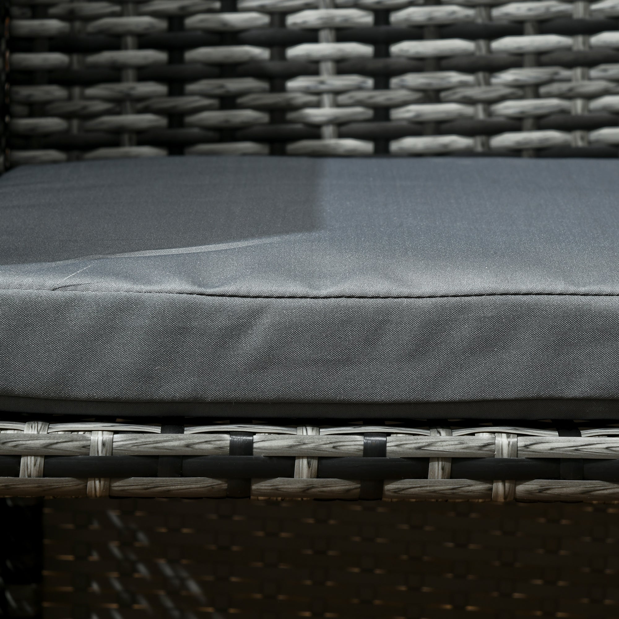 Outsunny 5 Pieces Wicker Patio Dining Set Outdoor Furniture Set with Removable Cushions, Glass Top Dining Table, PE Rattan Conversation Set for Garden Poolside Backyard, Grey