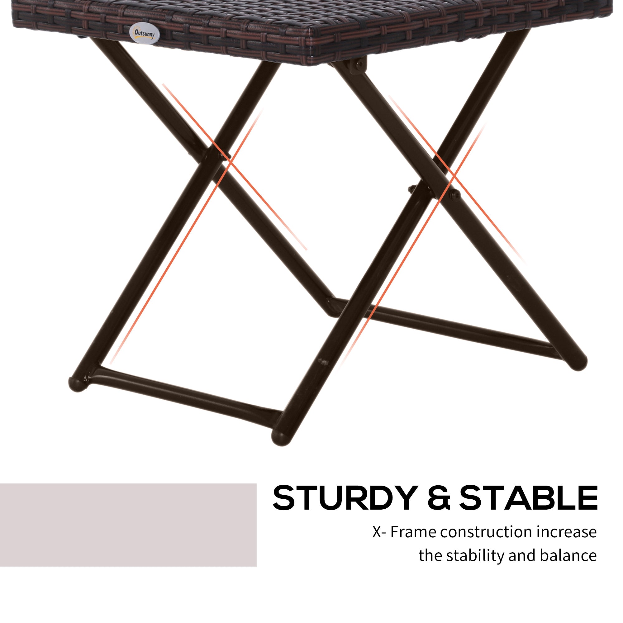 Outsunny Rattan Coffee Table Folding Patio Outdoor Side Table Wicker for Balcony, Porch, Poolside, 15.75