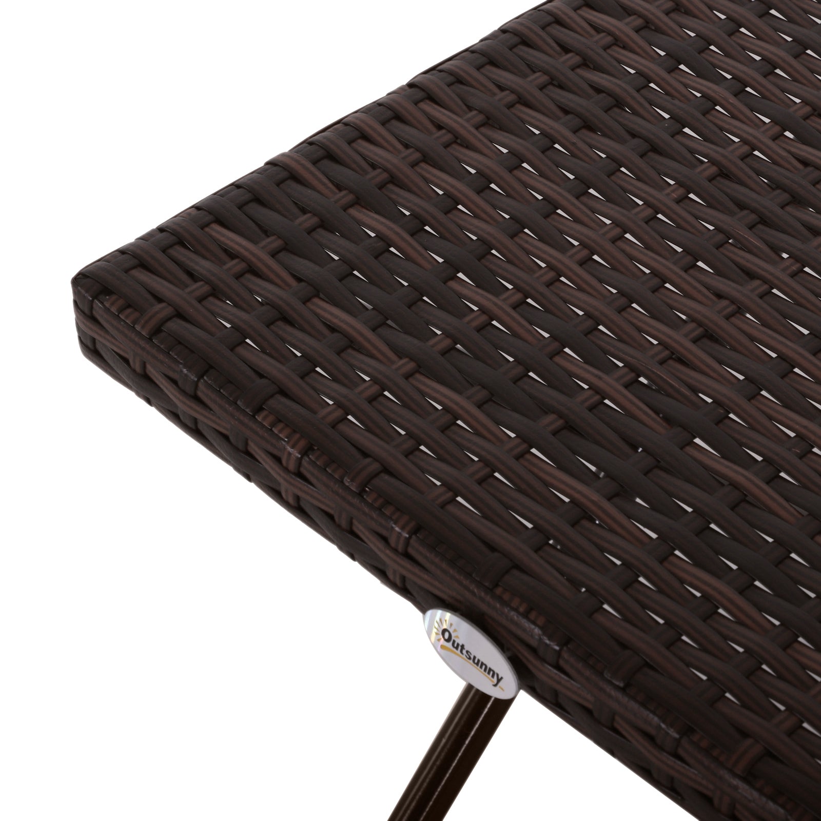 Outsunny Rattan Coffee Table Folding Patio Outdoor Side Table Wicker for Balcony, Porch, Poolside, 15.75