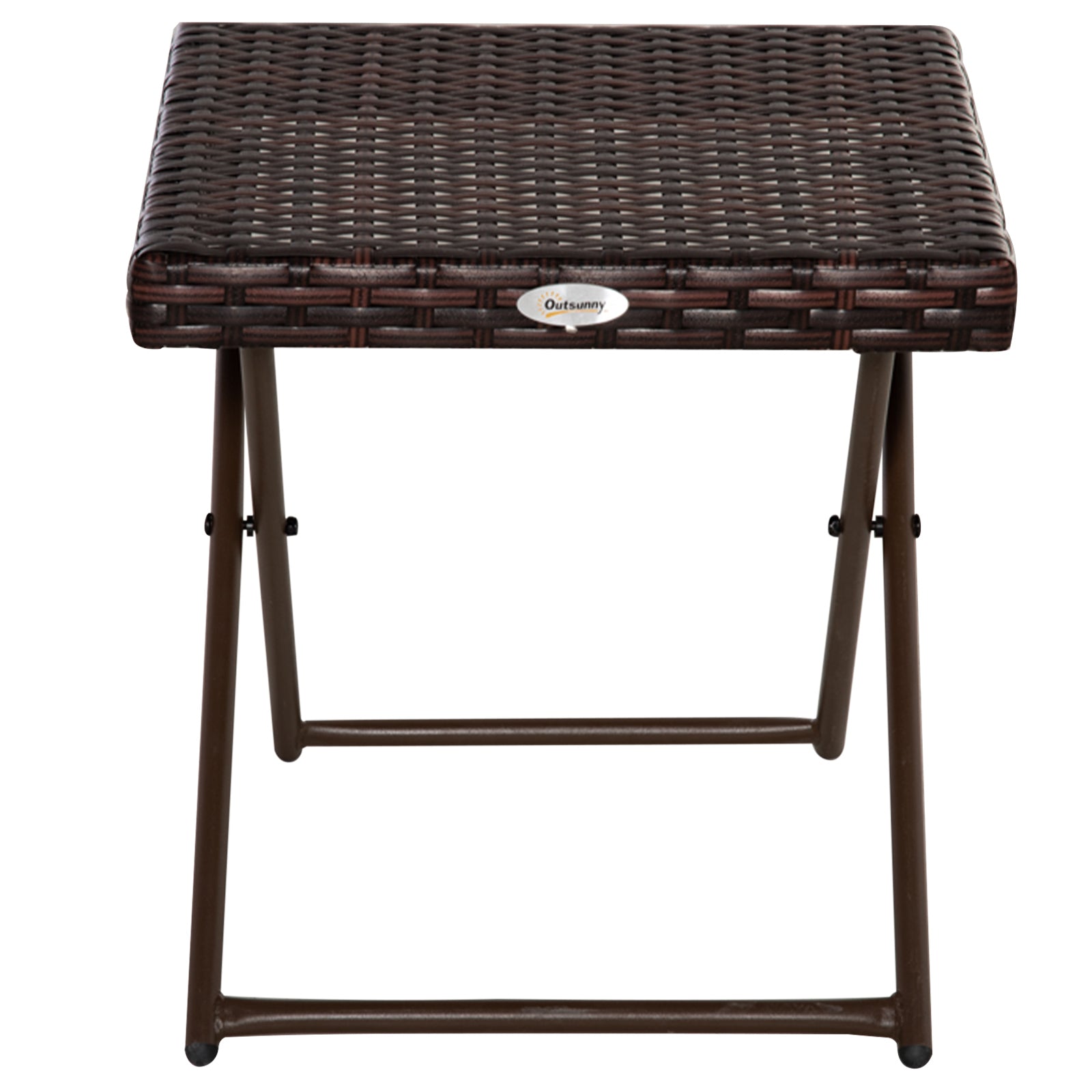 Outsunny Rattan Coffee Table Folding Patio Outdoor Side Table Wicker for Balcony, Porch, Poolside, 15.75"x15.75"x15.75", Brown