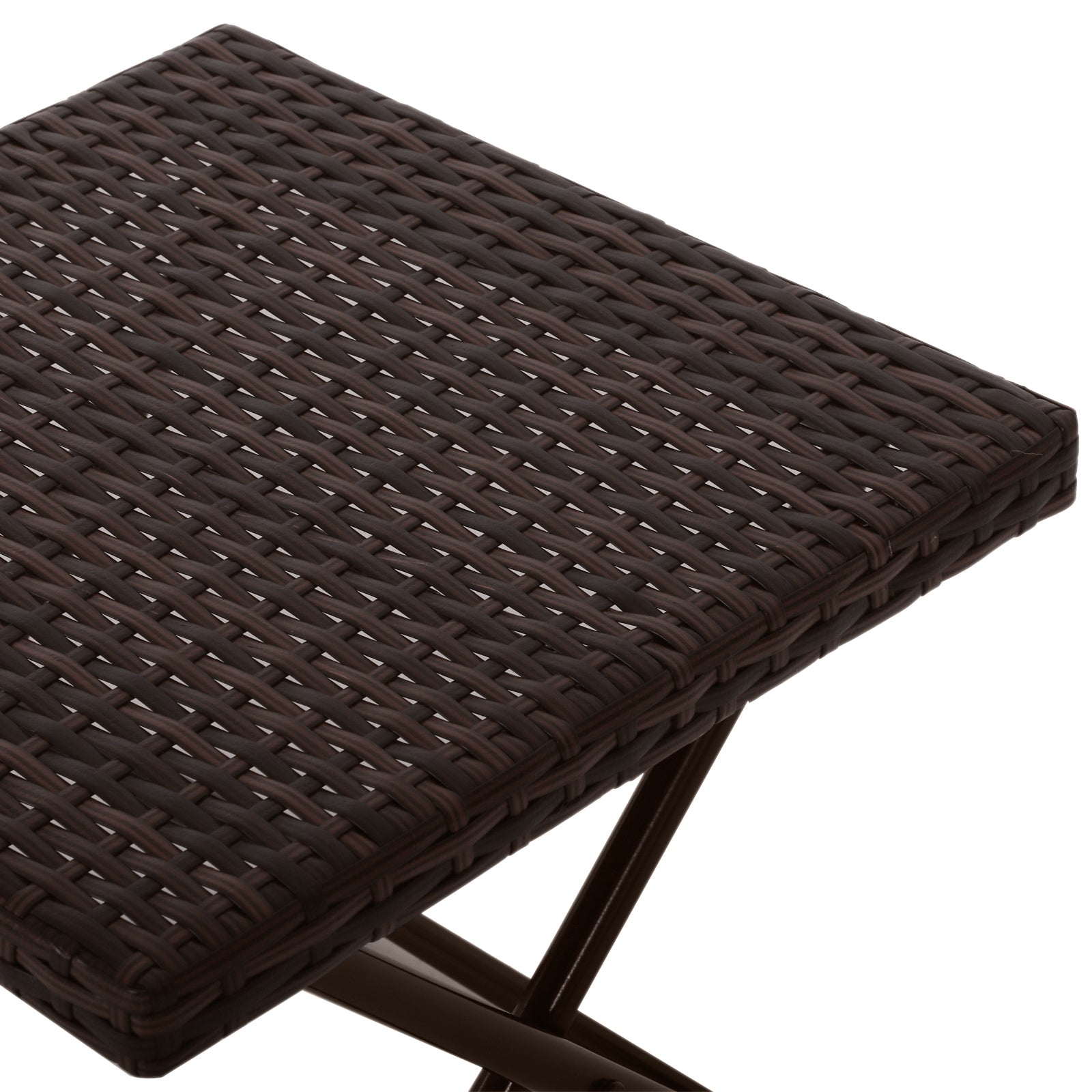 Outsunny Rattan Coffee Table Folding Patio Outdoor Side Table Wicker for Balcony, Porch, Poolside, 15.75"x15.75"x15.75", Brown