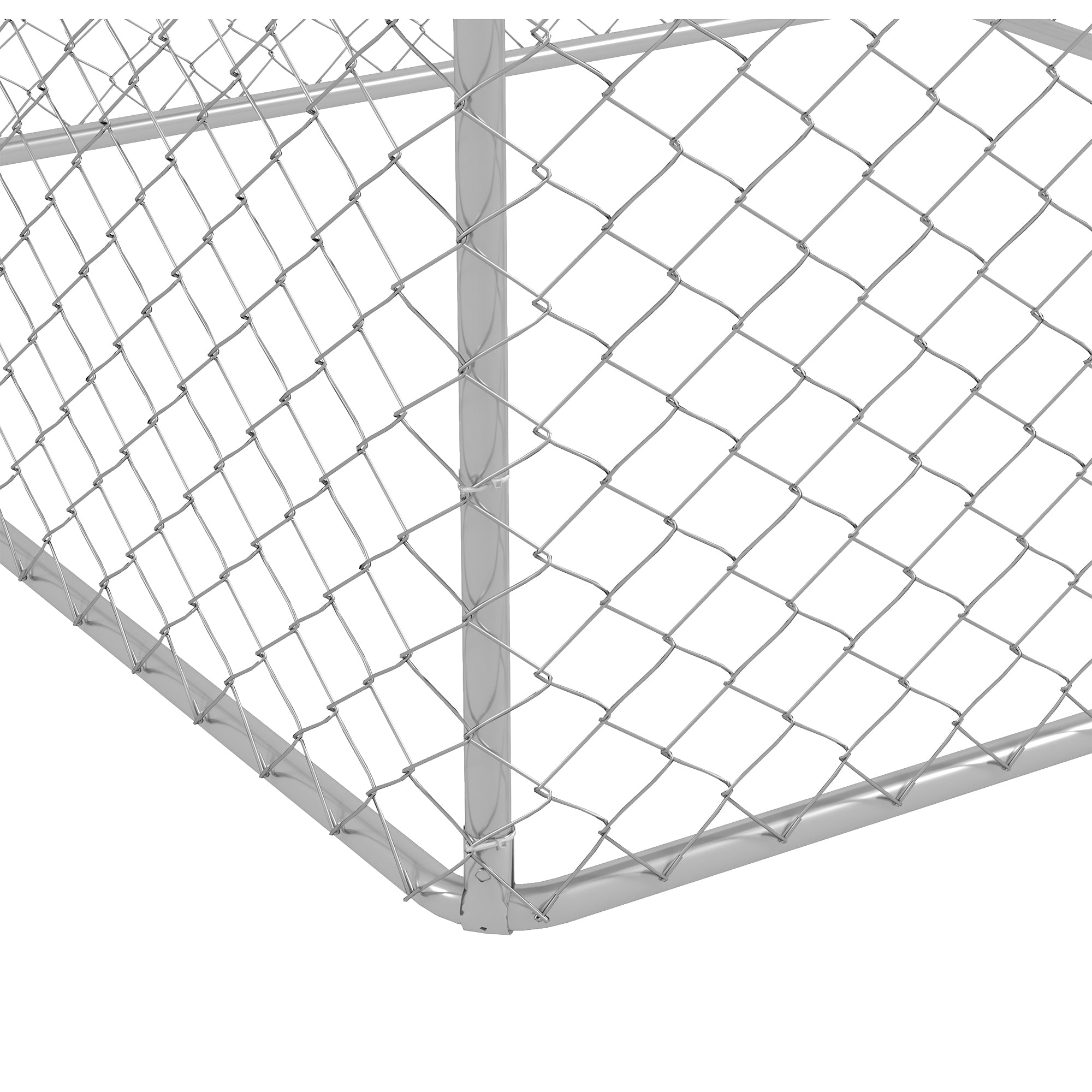 PawHut Large Dog Kennel Outside, Heavy Duty Dog Cage with Waterproof Cover, Outdoor Fence Dog Run with Galvanized Chain Link, Secure Lock, 6.6' x 6.6' x 7.8'