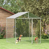 PawHut Outdoor Dog Kennel Dog Run with Waterproof, UV Resistant Cover for Small and Medium Sized Dogs, 6.6' x 6.6' x 7.8', Silver