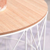 HOMCOM Nesting Coffee Tables Set of 2 with Metal Wire, Storage Basket, Round Side Table End Table for Living Room, Bedroom, White and Natural