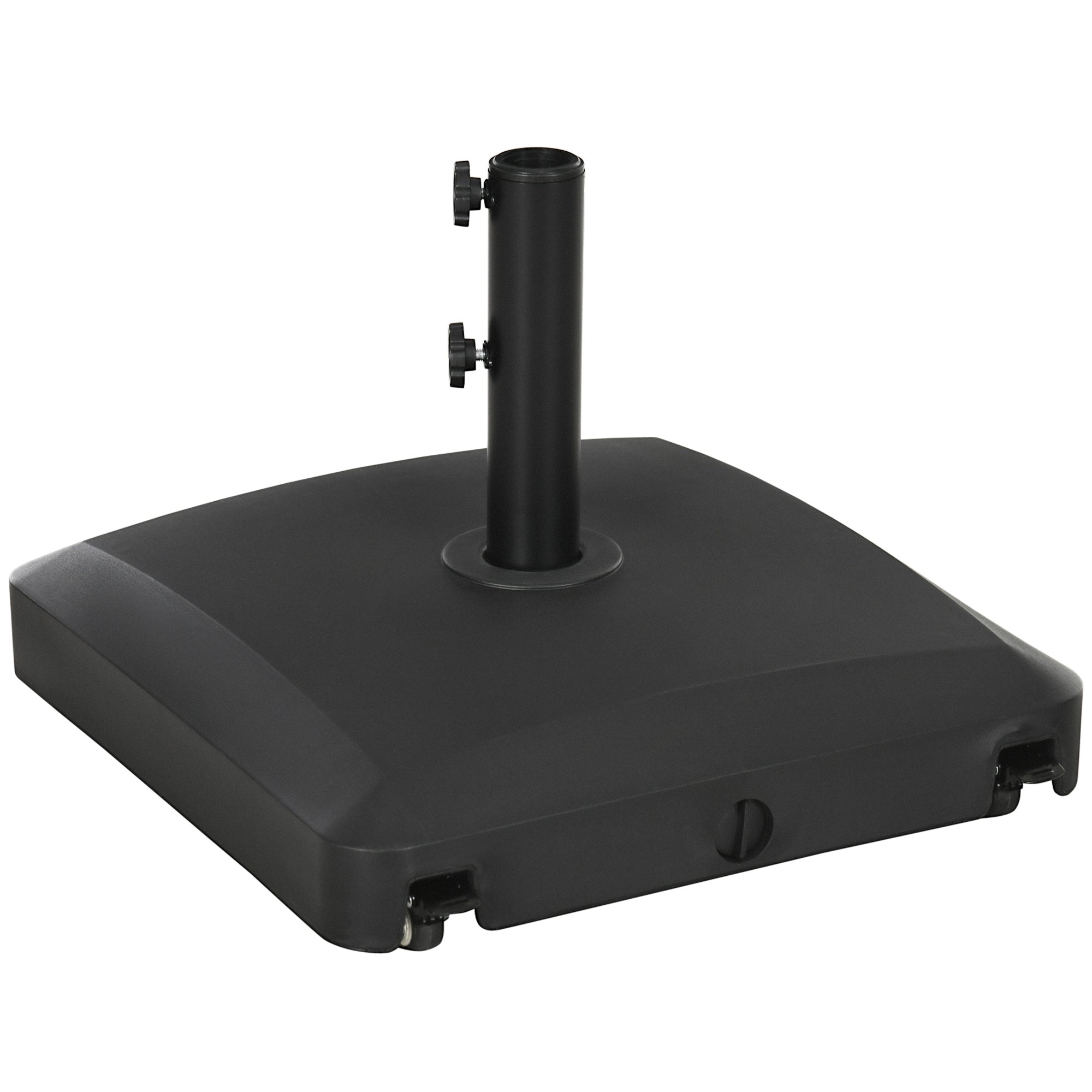 Outsunny Patio Umbrella Base with Wheels, 66 lb Heavy Duty Filled Umbrella Stand, Market Umbrella Base Holder for Outdoor, Garden, Backyard, Black