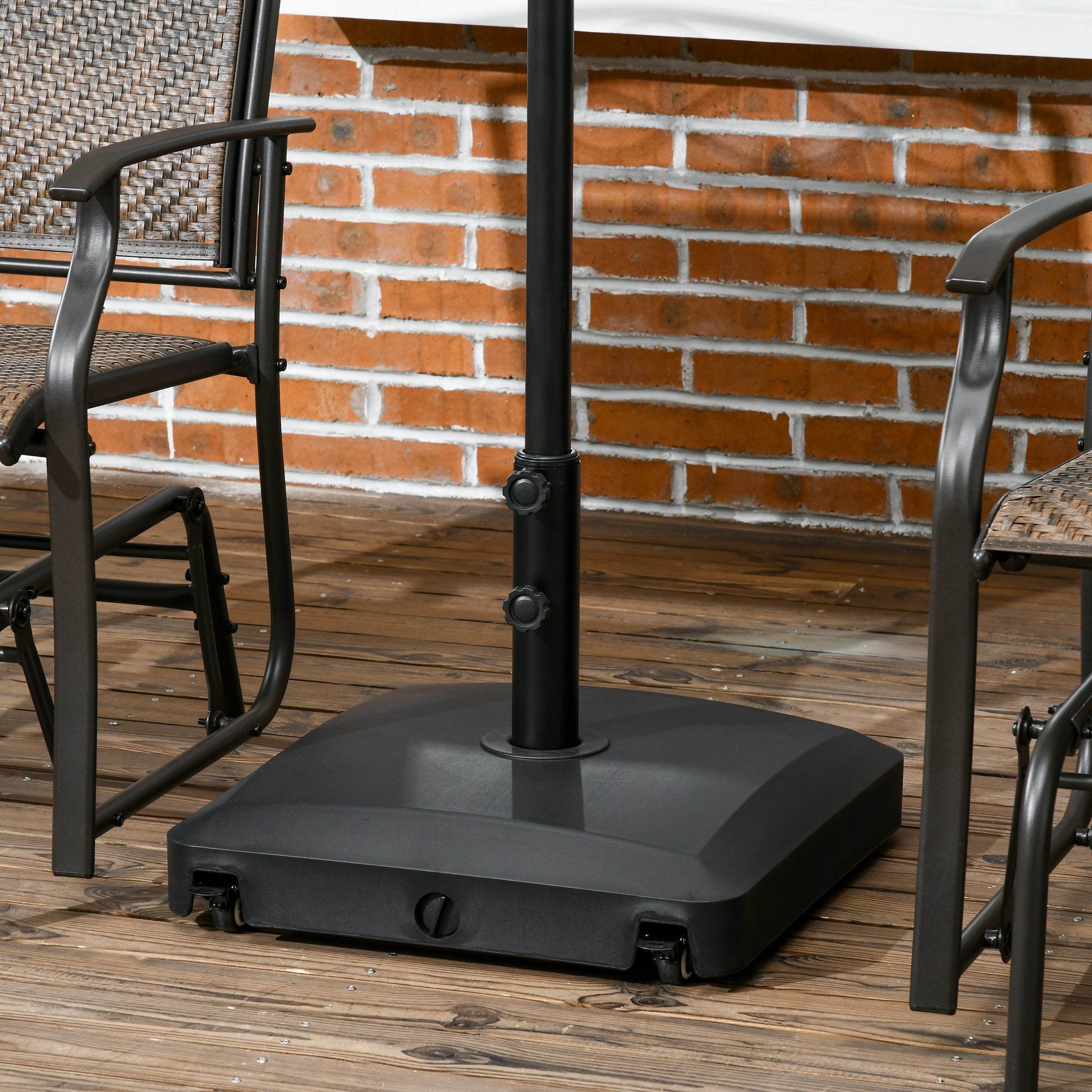 Outsunny Patio Umbrella Base with Wheels, 66 lb Heavy Duty Filled Umbrella Stand, Market Umbrella Base Holder for Outdoor, Garden, Backyard, Black