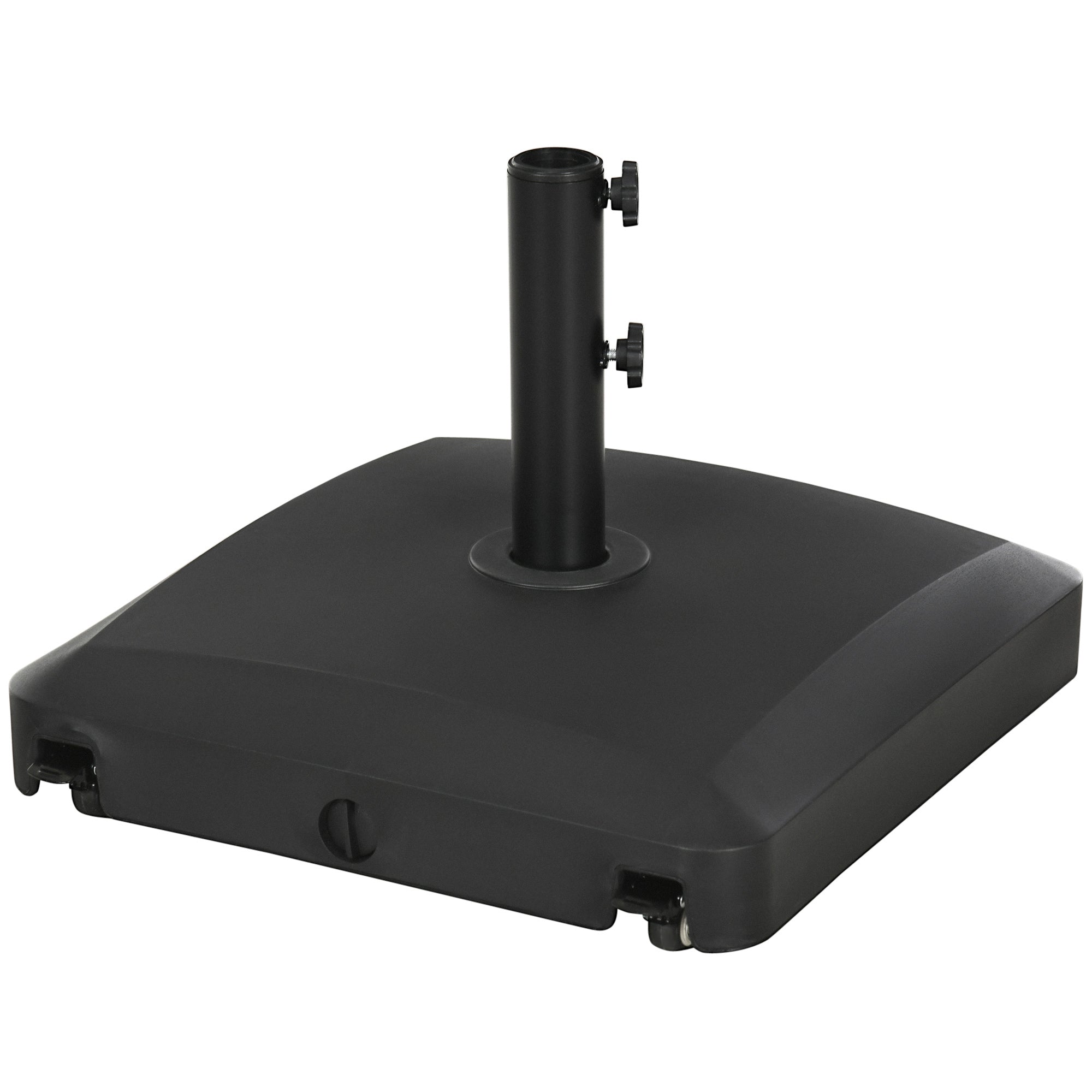 Outsunny Patio Umbrella Base with Wheels, 66 lb Heavy Duty Filled Umbrella Stand, Market Umbrella Base Holder for Outdoor, Garden, Backyard, Black