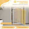PawHut 41"H Dog Gate with Cat Door, Pet Gate with Small Door, Easy Open Indoor Dog Gates for Doorways, House, Stair, 29"-31.5" Long, White