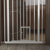 PawHut 41"H Dog Gate with Cat Door, Pet Gate with Small Door, Easy Open Indoor Dog Gates for Doorways, House, Stair, 29"-31.5" Long, White