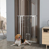 PawHut 41"H Dog Gate with Cat Door, Pet Gate with Small Door, Easy Open Indoor Dog Gates for Doorways, House, Stair, 29"-31.5" Long, White