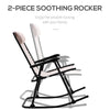 Outsunny 2pc Patio Foldable Rocking Chair Set w/ Breathable Mesh Seat & Backrest, Padded Headrest for Park, Backyard, Garden, Cream White