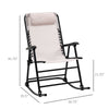 Outsunny 2pc Patio Foldable Rocking Chair Set w/ Breathable Mesh Seat & Backrest, Padded Headrest for Park, Backyard, Garden, Cream White