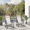 Outsunny 2pc Patio Foldable Rocking Chair Set w/ Breathable Mesh Seat & Backrest, Padded Headrest for Park, Backyard, Garden, Cream White