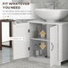 kleankin Pedestal Under Sink Cabinet, Bathroom Vanity Cabinet Storage with Double Doors and Adjustable Shelf, White