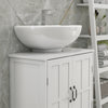 kleankin Pedestal Under Sink Cabinet, Bathroom Vanity Cabinet Storage with Double Doors and Adjustable Shelf, White