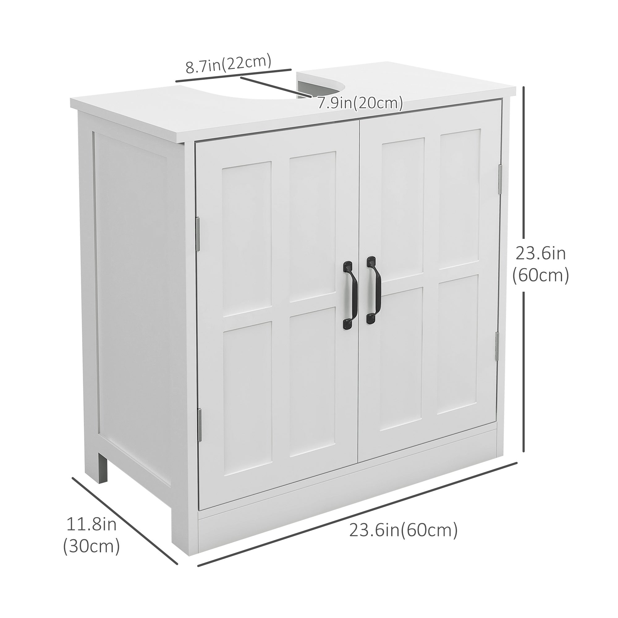 kleankin Pedestal Under Sink Cabinet, Bathroom Vanity Cabinet Storage with Double Doors and Adjustable Shelf, White