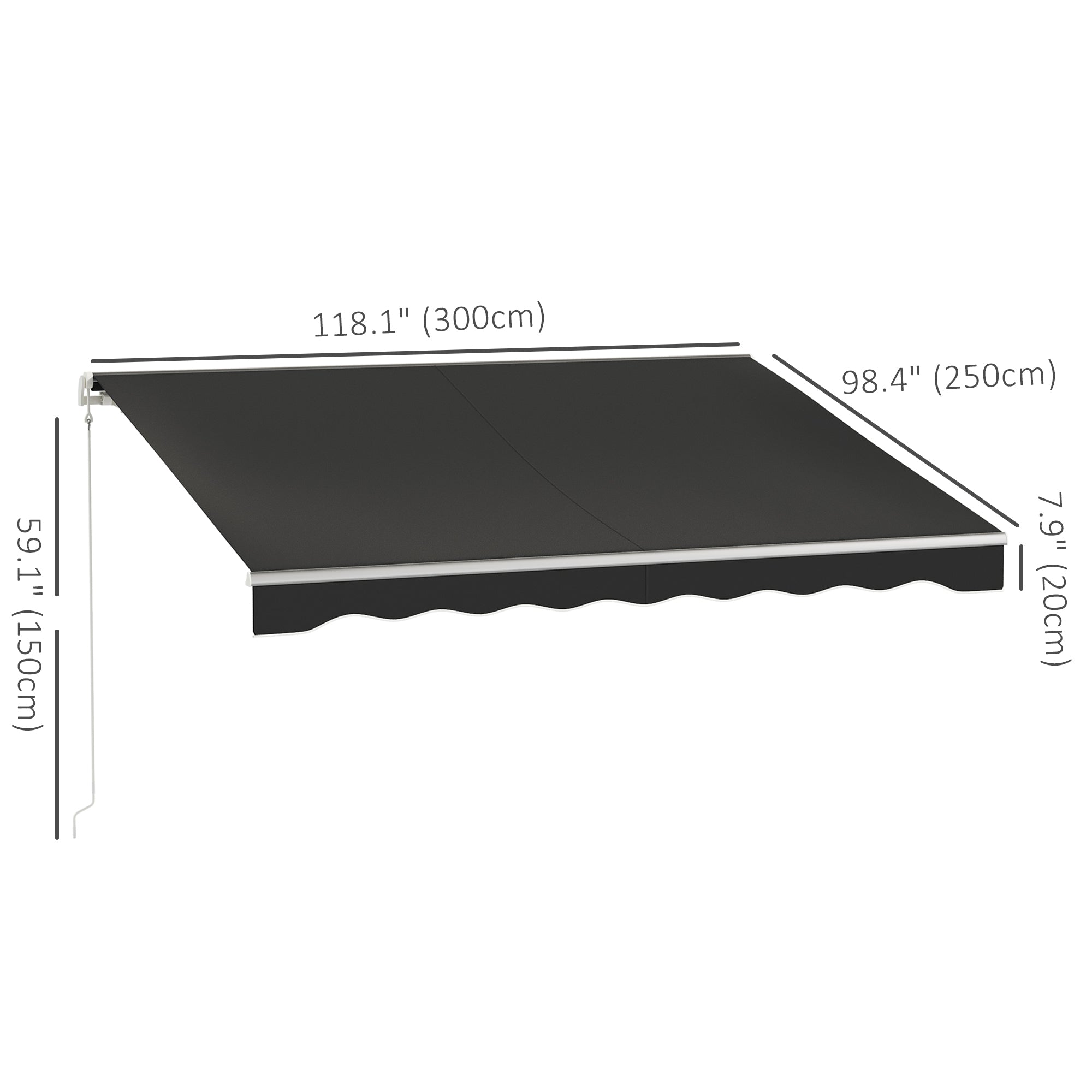 Outsunny 10' x 8' Electric Awning, Retractable Awning Sun Shade Shelter with Remote Controller, Manual Crank Handle and Aluminum Frame, for Deck, Balcony, Yard, Black
