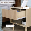 HOMCOM Modern Nightstand, Bedside Table with Drawer and Open Shelf, Side End Table for Bedroom, Natural Wood