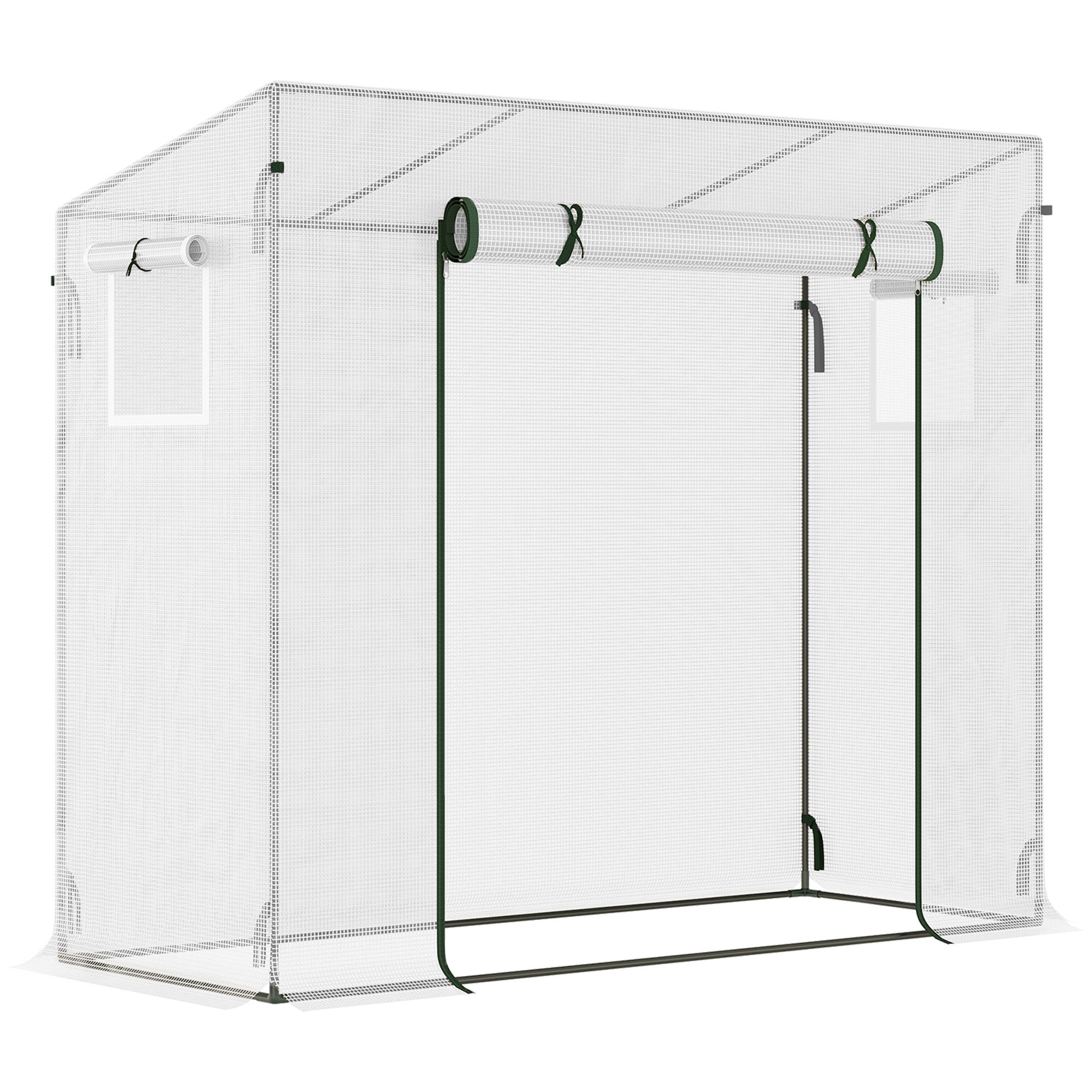 Outsunny 6.6' x 2.5' x 5.5' Walk-in Greenhouse Patio Hot House Plants Flowers Herbs Tomato Grow with Steel Frame Door Window Garden Balcony Patio White