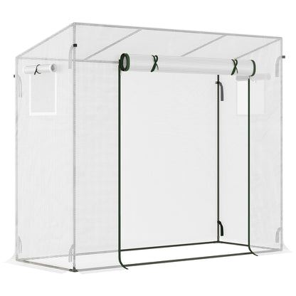 Outsunny 6.6' x 2.5' x 5.5' Walk-in Greenhouse Patio Hot House Plants Flowers Herbs Tomato Grow with Steel Frame Door Window Garden Balcony Patio White
