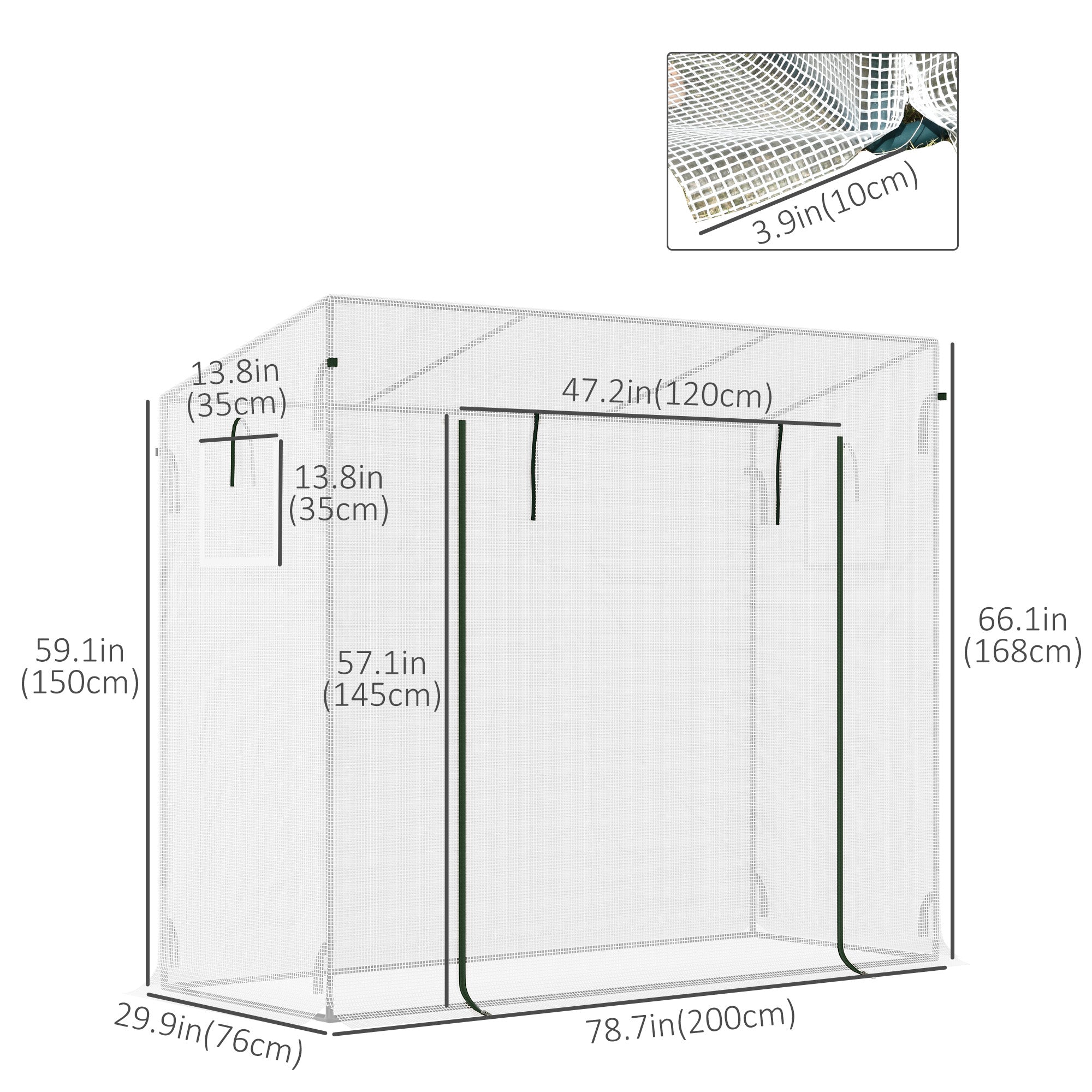 Outsunny 6.6' x 2.5' x 5.5' Walk-in Greenhouse Patio Hot House Plants Flowers Herbs Tomato Grow with Steel Frame Door Window Garden Balcony Patio White