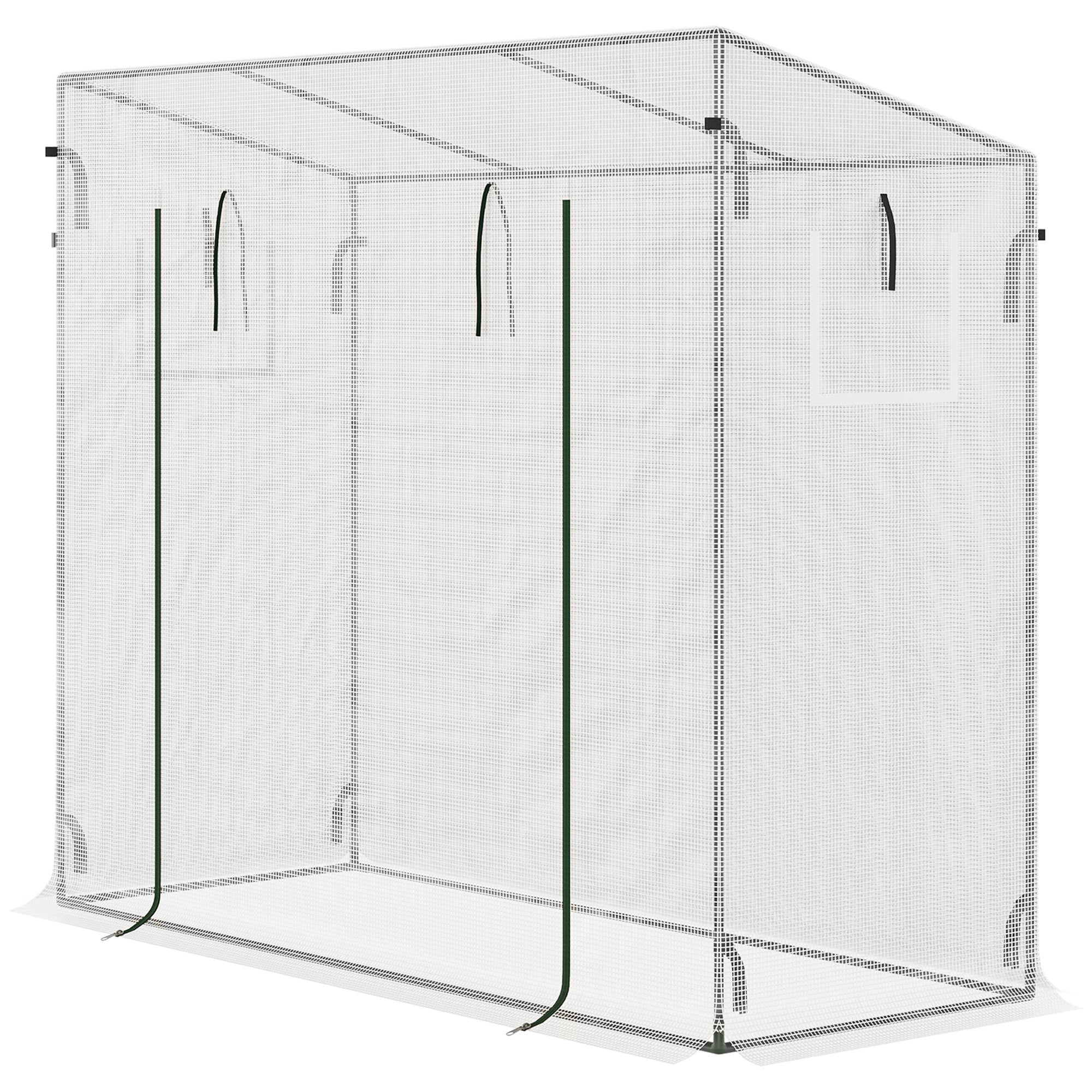 Outsunny 6.6' x 2.5' x 5.5' Walk-in Greenhouse Patio Hot House Plants Flowers Herbs Tomato Grow with Steel Frame Door Window Garden Balcony Patio White