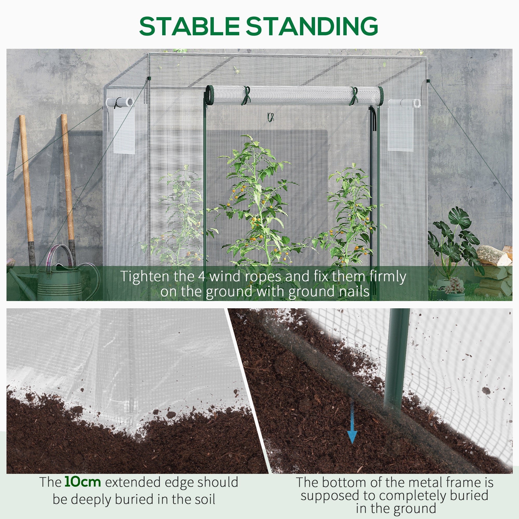 Outsunny 6.6' x 2.5' x 5.5' Walk-in Greenhouse Patio Hot House Plants Flowers Herbs Tomato Grow with Steel Frame Door Window Garden Balcony Patio White
