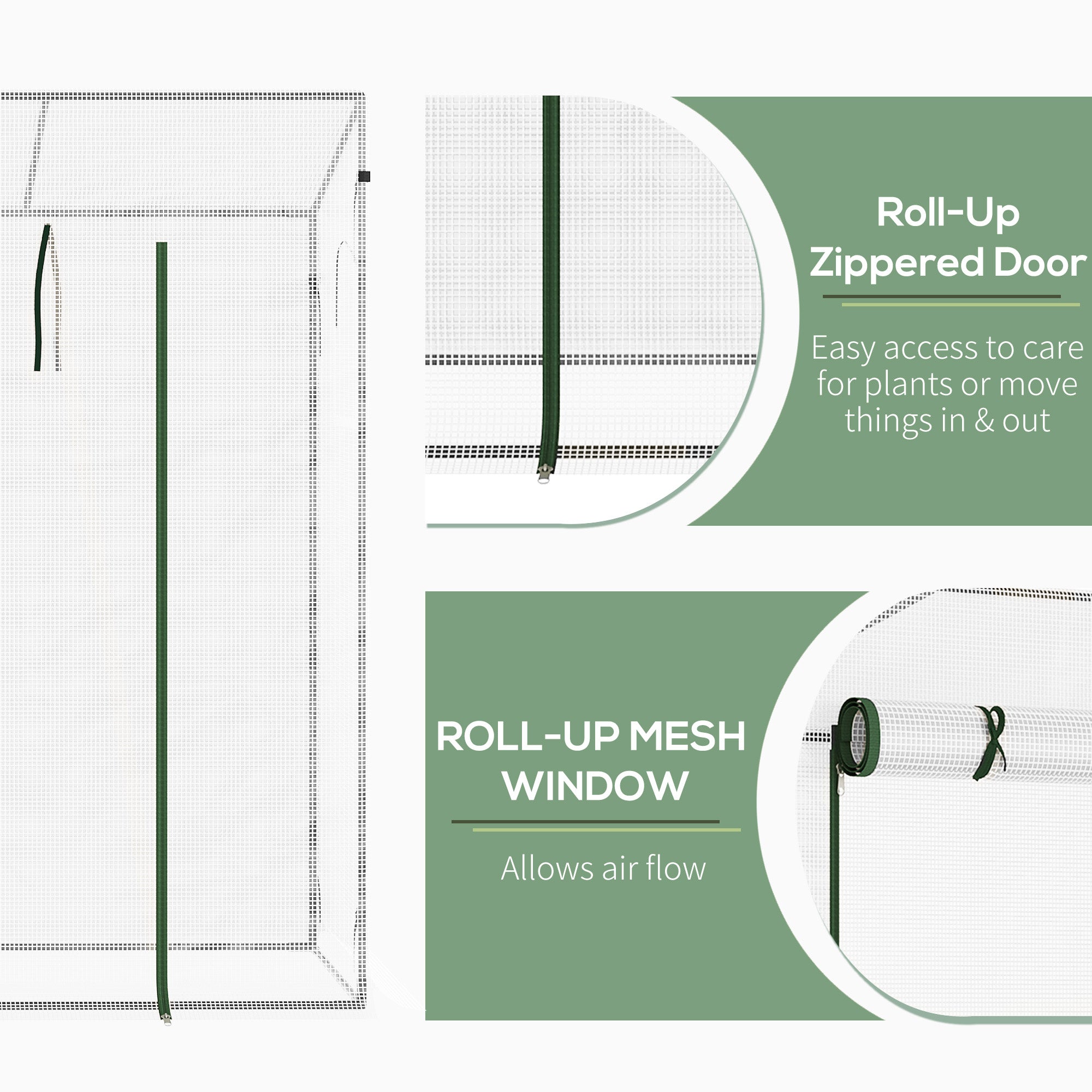Outsunny 6.6' x 2.5' x 5.5' Walk-in Greenhouse Patio Hot House Plants Flowers Herbs Tomato Grow with Steel Frame Door Window Garden Balcony Patio White