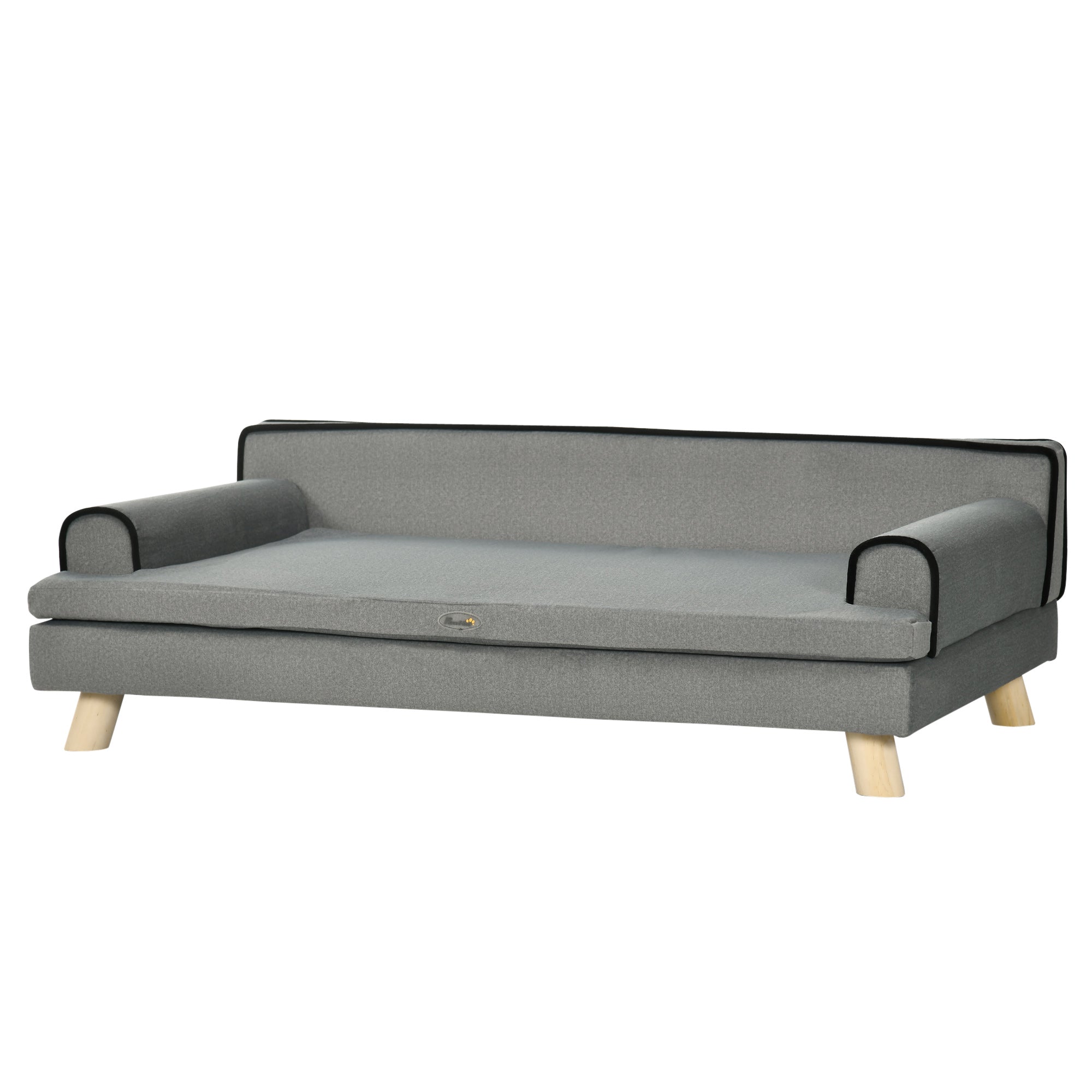 PawHut Dog Sofa with Legs Water-resistant Fabric, Pet Chair Bed for Large, Medium Dogs, Grey, 100 x 62 x 32 cm
