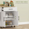 HOMCOM Kitchen Island on Wheels with Power Outlet, Rolling Kitchen Cart with Storage Drawer, Portable Microwave Stand with Cabinet, Towel Rack and Spice Rack (White)