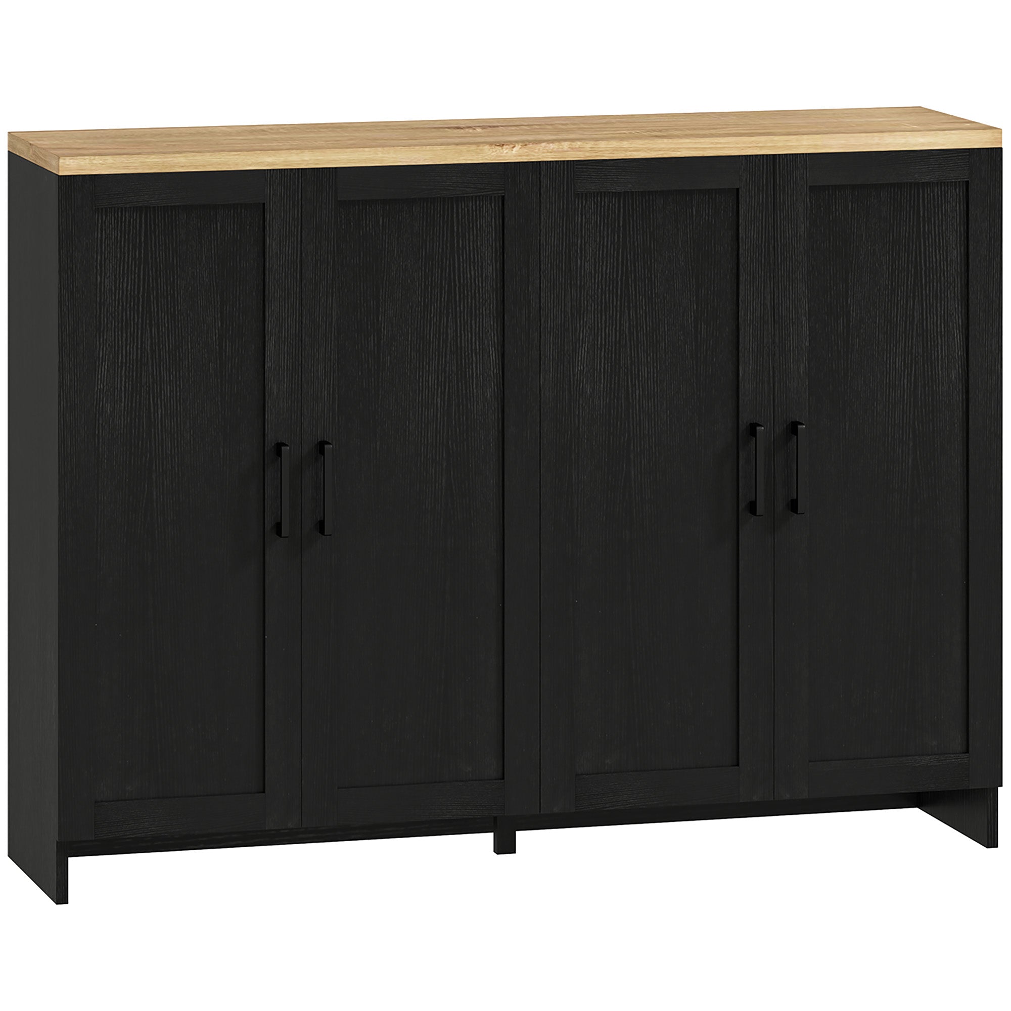 HOMCOM Modern Buffet Cabinet with Storage, 47" Narrow Sideboard, Kitchen Storage Cabinet with 4 Shaker Doors and Adjustable Shelves, Black