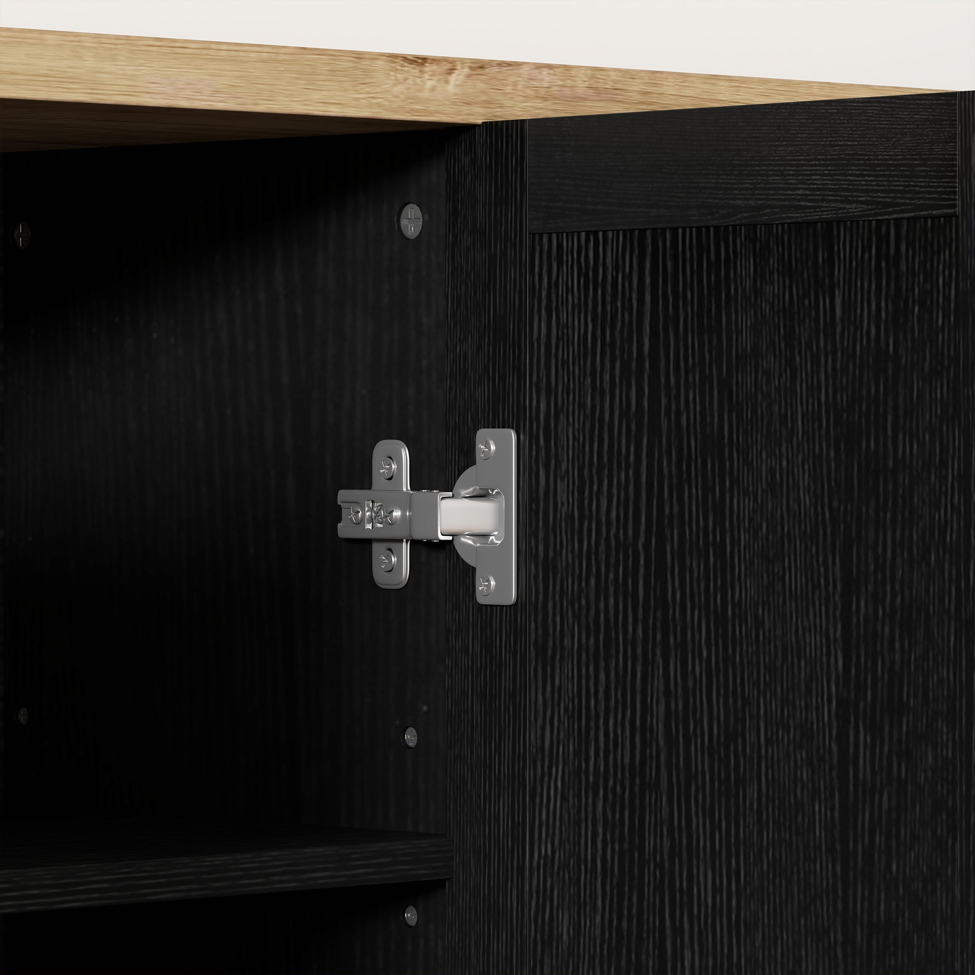 HOMCOM Modern Buffet Cabinet with Storage, 47" Narrow Sideboard, Kitchen Storage Cabinet with 4 Shaker Doors and Adjustable Shelves, Black