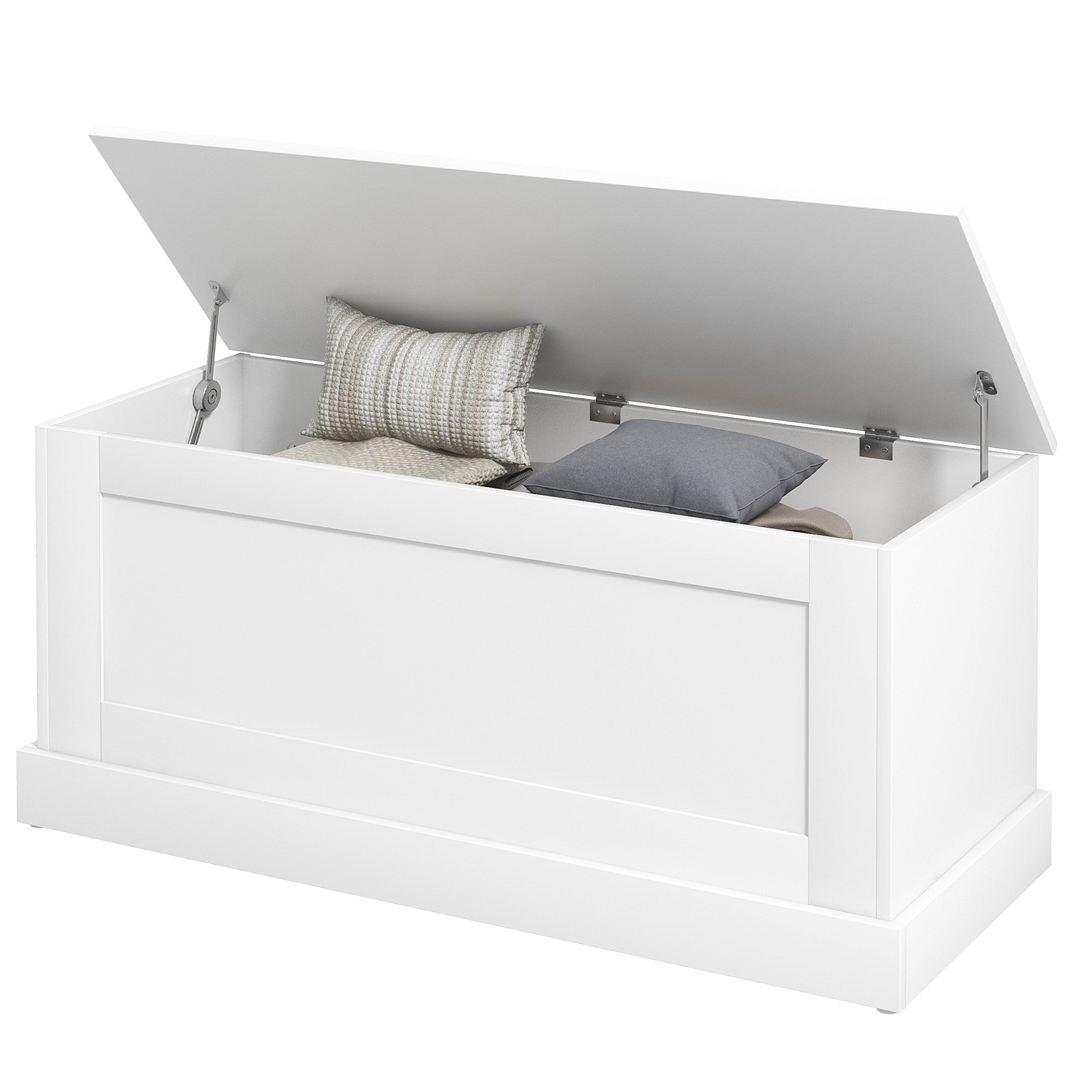 HOMCOM Storage Chest, Storage Trunk with Safety Hinge, Wooden Box for Living Room, Entryway, 39.4