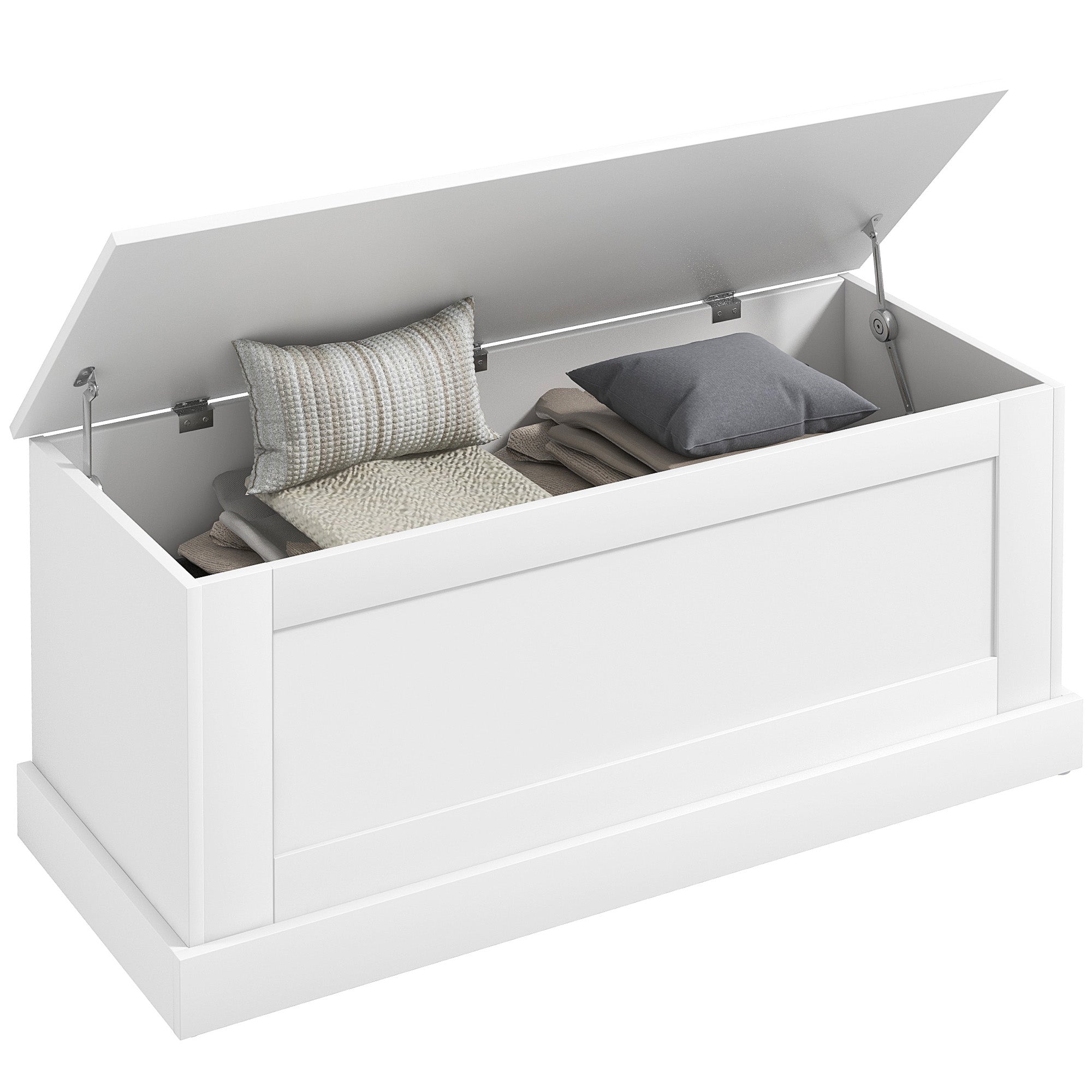 HOMCOM Storage Chest, Storage Trunk with Safety Hinge, Wooden Box for Living Room, Entryway, 39.4