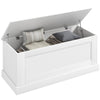 HOMCOM Storage Chest, Storage Trunk with Safety Hinge, Wooden Box for Living Room, Entryway, 39.4" x 15.7" x 17.7", White Wood Grain
